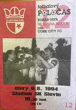 Zpravodaj SK Slavia Praha - Cork City FC (9.8.1994)