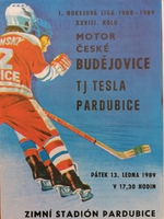 Zpravodaj TJ Tesla Pardubice - Motor České Budějovice (13.1.1989)