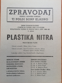 Zpravodaj Plastika Nitra - Škoda Plzeň (26.4.1984)