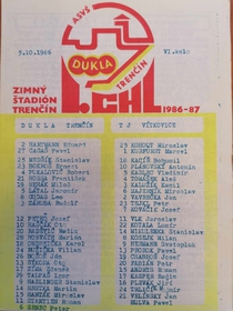 Zpravodaj ASVŠ Dukla Trenčín - TJ Vítkovice (5.10.1986)