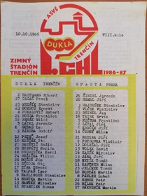 Zpravodaj ASVŠ Dukla Trenčín - Sparta Praha (10.10.1986)