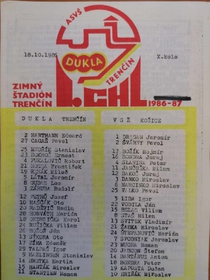 Zpravodaj ASVŠ Dukla Trenčín - VSŽ Košice (18.10.1986)