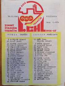 Zpravodaj ASVŠ Dukla Trenčín - Slovan Bratislava (18.11.1986)