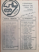 Zpravodaj ASVŠ Dukla Trenčín - TJ Vítkovice (22.2.1987)