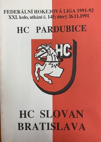 Zpravodaj HC Pardubice - HC Slovan Bratislava (26.11.1991))