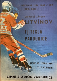 Zpravodaj: I.Hokejová liga 1988-1989, XXX.kolo: TJ Tesla Pardubice - Chemické závody Litvínov (20.1.1989)