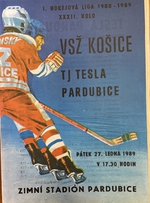 Zpravodaj: I.Hokejová liga 1988-1989, XXXII.kolo: TJ Tesla Pardubice - VSŽ Košice (27.1.1989)