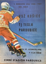 Zpravodaj: I.Hokejová liga 1988-1989, XXI.kolo: TJ Tesla Pardubice - VSŽ Košice (27.11.1988)