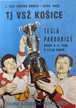 Zpravodaj: I.Liga ledního hokeje - XXVII.kolo: TJ VSŽ Košice - Tesla Pardubice (4.3.1988)