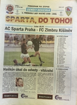 Sparta do toho! Oficiální program zápasu  3.předkola ligy mistrů 2000-2001:  AC Sparta Zimbru Kišiněv (23.8.2000)