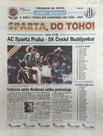 Sparta do toho! Oficiální program zápasu 5. kola I. fotbalové Gambrinus ligy 2000-2001:  AC Sparta Praha - SK České Budějovice (27.8.2000)