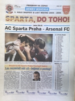 Sparta, do toho! Oficiální program zápasu 1. kola skupiny B ligy mistrů 2000-2001: AC Sparta Praha - Arsenal FC (12.9.2000)