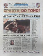 Sparta, do toho! Oficiální program zápasu 9. kola I. fotbalové Gambrinus ligy 2000-2001: AC Sparta Praha - FC Viktoria Plzeň  (1.10.2000)