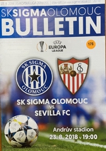 Bulletin oficiální program zápasu: SK Sigma Olomouc - Sevilla FC (23.8.2018)