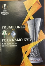 Oficiální program zápasu FK Jablonec - FC Dynamo KYIV (4.10.2018)