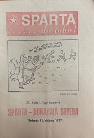 Oficiální zpravodaj - Sparta do toho!: Oficiální program zápasu Sparta - Dunajská Streda (11.4.1987)