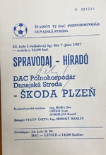 Spravodaj - Híradó: DAC Poĺnohospodár Dunajská Streda - ŠKODA PLZEŇ (7.6.1987)