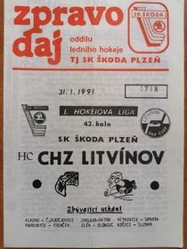 Zpravodaj SK Škoda Plzeň - HC CHZ Litvínov (31.1.1991)