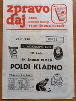 Zpravodaj SK Škoda Plzeň - Poldi Kladno (22.11.1990)