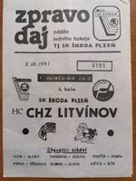 Zpravodaj SK Škoda Plzeň - HC CHZ Litvínov (3.10.1991)