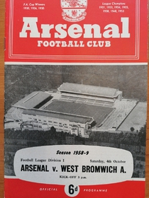 Zpravodaj Arsenal - West Bromwich Albion (4.10.1958)