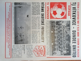 Zpravodaj TJ Vítkovice - Dundee United (4.11.1987)