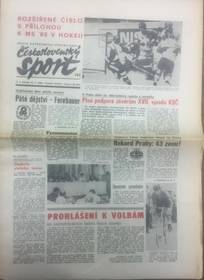 	Příloha Deníku Sport po skončení MS v hokeji v Moskvě v roce 1986