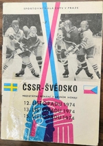 Oficiální program k hokejovému trojzápasu ČSSR - Švédsko (12.11., 13.11., 15.11.1974)