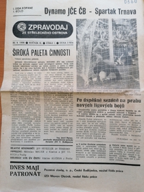 Zpravodaj Dynamo JČE ČB - Spartak Trnava (20.8.1986)