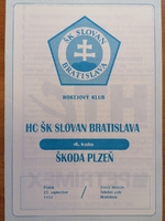 Zpravodaj HC ŠK Slovan Bratislava - Škoda Plzeň (25.9.1992)