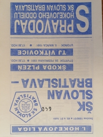 Zpravodaj ŠK Slovan Bratislava - Škoda Plzeň (28.2.1991)