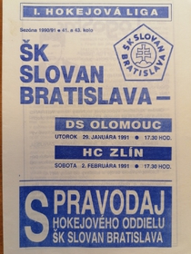 Zpravodaj ŠK Slovan Bratislava - DS Olomouc (29.1.1991)