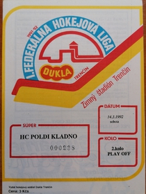 Zpravodaj HO Dukla Trenčín - HC Poldi Kladno (14.3.1992)