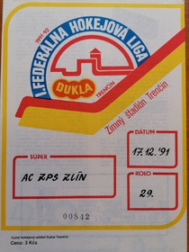 Zpravodaj HO Dukla Trenčín - AC ZPS Zlín (17.12.1991)