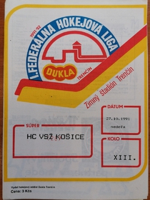 Zpravodaj HO Dukla Trenčín - HC VSŽ Košice (27.10.1991)