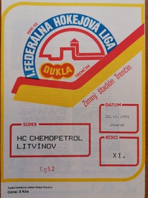 Zpravodaj HO Dukla Trenčín - HC Chemopetrol Litvínov (22.10.1991)