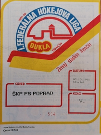 Zpravodaj HO Dukla Trenčín - ŠKP PS Poprad (3.10.1991)