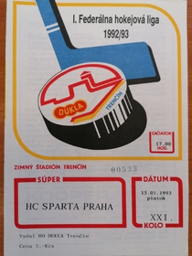 Zpravodaj HO Dukla Trenčín - HC Sparta Praha (15.1.1993)