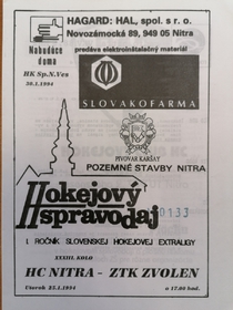 Zpravodaj AC Nitra - ZTK Zvolen (25.1.1994)