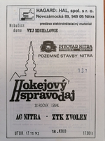 Zpravodaj AC Nitra - ZTK Zvolen (17.11.1992)