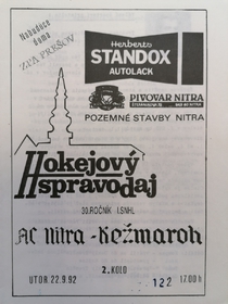 Zpravodaj AC Nitra - Kežmarok (22.9.1992)