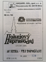 Zpravodaj AC Nitra - VTJ Topolčany (3.11.1992)