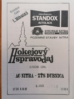 Zpravodaj AC Nitra - ZŤS Dubnica (6.10.1992)