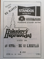 Zpravodaj AC Nitra - HK 32 L. Mikuláš (13.10.1992)