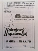 Zpravodaj AC Nitra - HK S.N. Ves (10.11.1992)