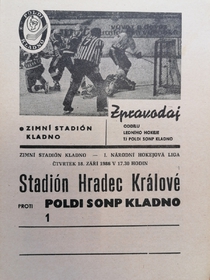 Zpravodaj TJ Poldi SONP Kladno - Stadión Hradec Králové (18.9.1986)