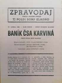 Zpravodaj TJ Poldi SONP Kladno - Baník ČSA Karviná (27.1.1985)