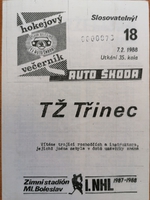 Zpravodaj TJ Auto Škoda Mladá Boleslav - TŽ Třinec (7.2.1988)