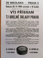 Zpravodaj VTJ Příbram - TJ Uhelné sklady Praha (25.11.1989)