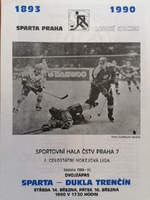 Zpravodaj Sparta ČKD Praha - Dukla Trenčín (14.3.1990)